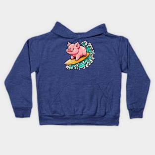 Surfing pig Kids Hoodie